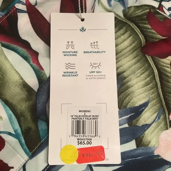 NWT Lady Hagen Women's 16" Palm Print Overlap Golf Skort - Picture 7 of 9